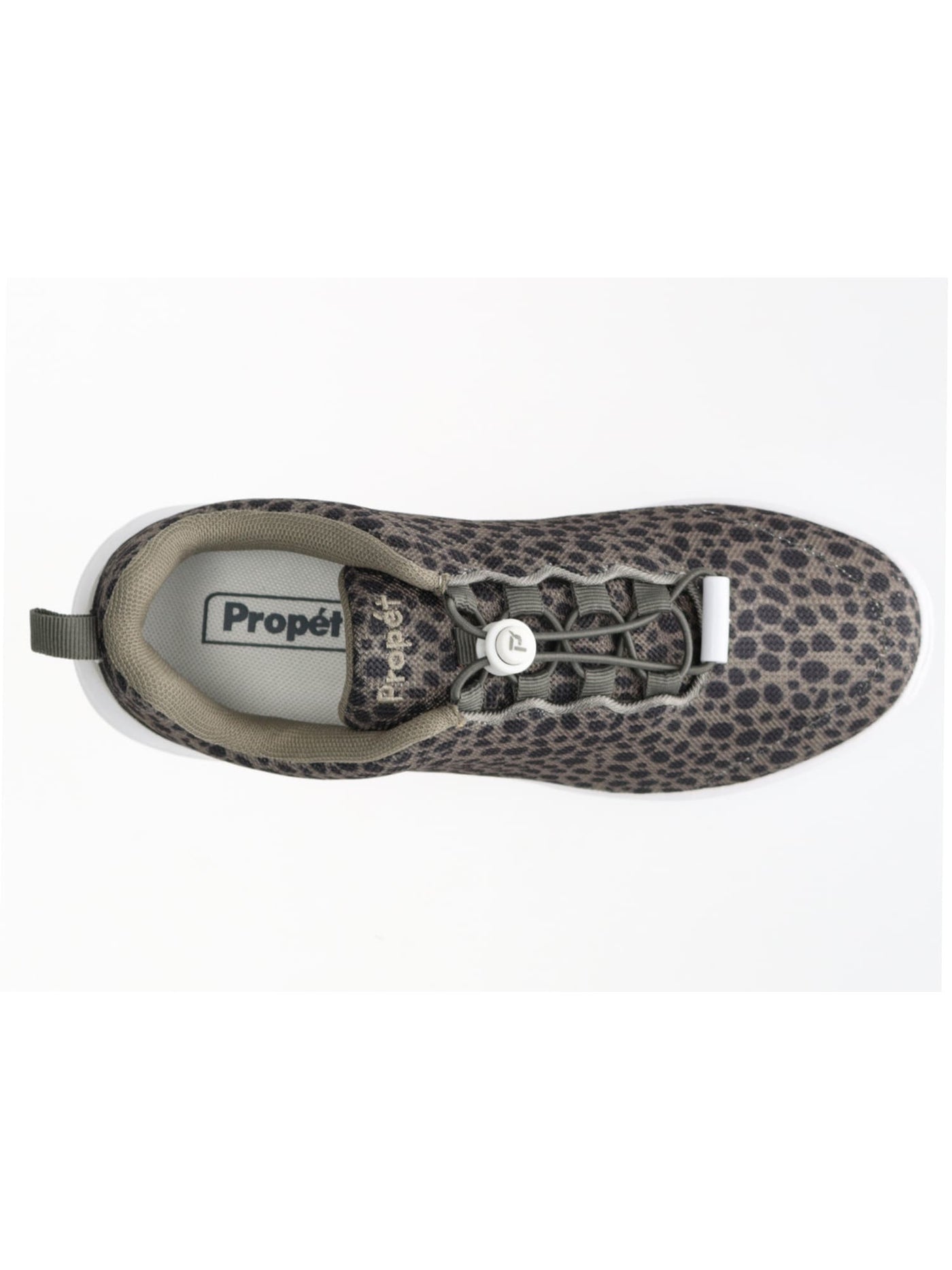 PROPET Womens Green Animal Print Knit Flexible Lightweight Traction Heel Pull-Tab Removable Insole Padded Travelactiv Safari Round Toe Wedge Sneakers Shoes 8 4E