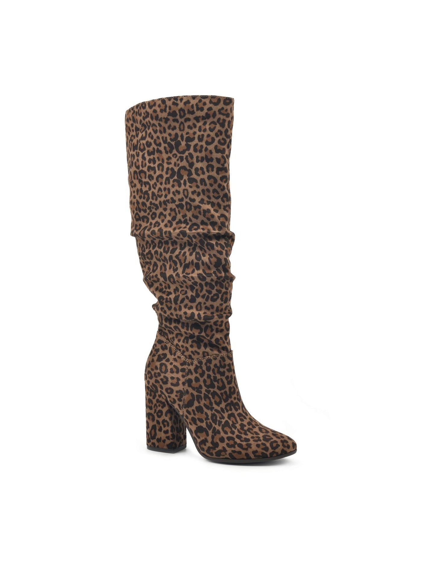 SEVEN DIALS Womens Brown Animal Print Snake Print Cushioned Goring Adelyn Round Toe Block Heel Zip-Up Dress Slouch Boot 8 M