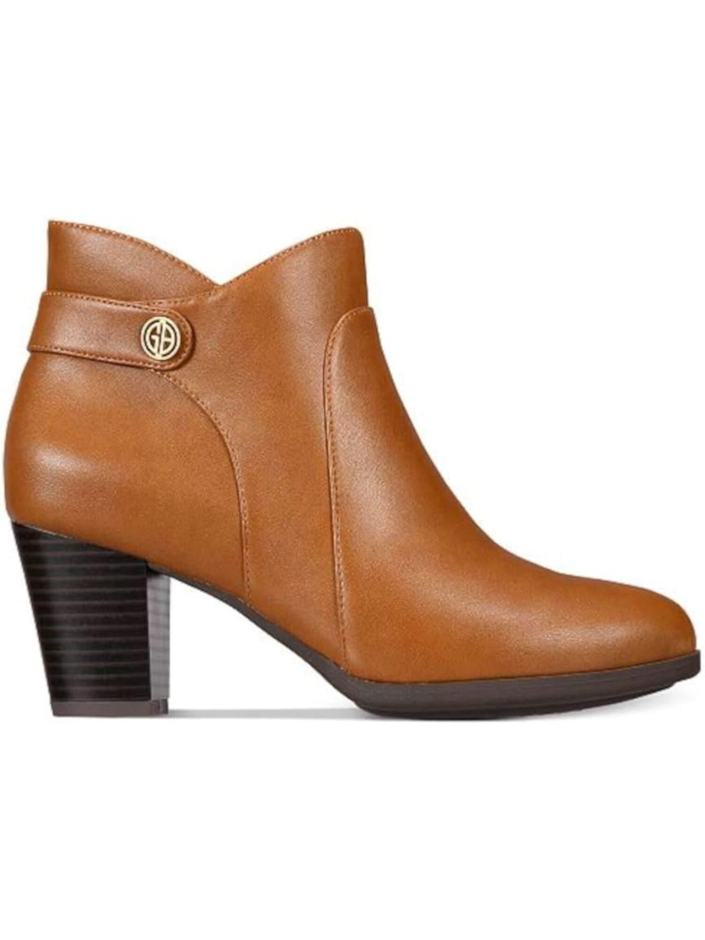 GIANI BERNINI Womens Brown Arch Support Cushioned Logo Abalina Almond Toe Block Heel Zip-Up Booties 5 M