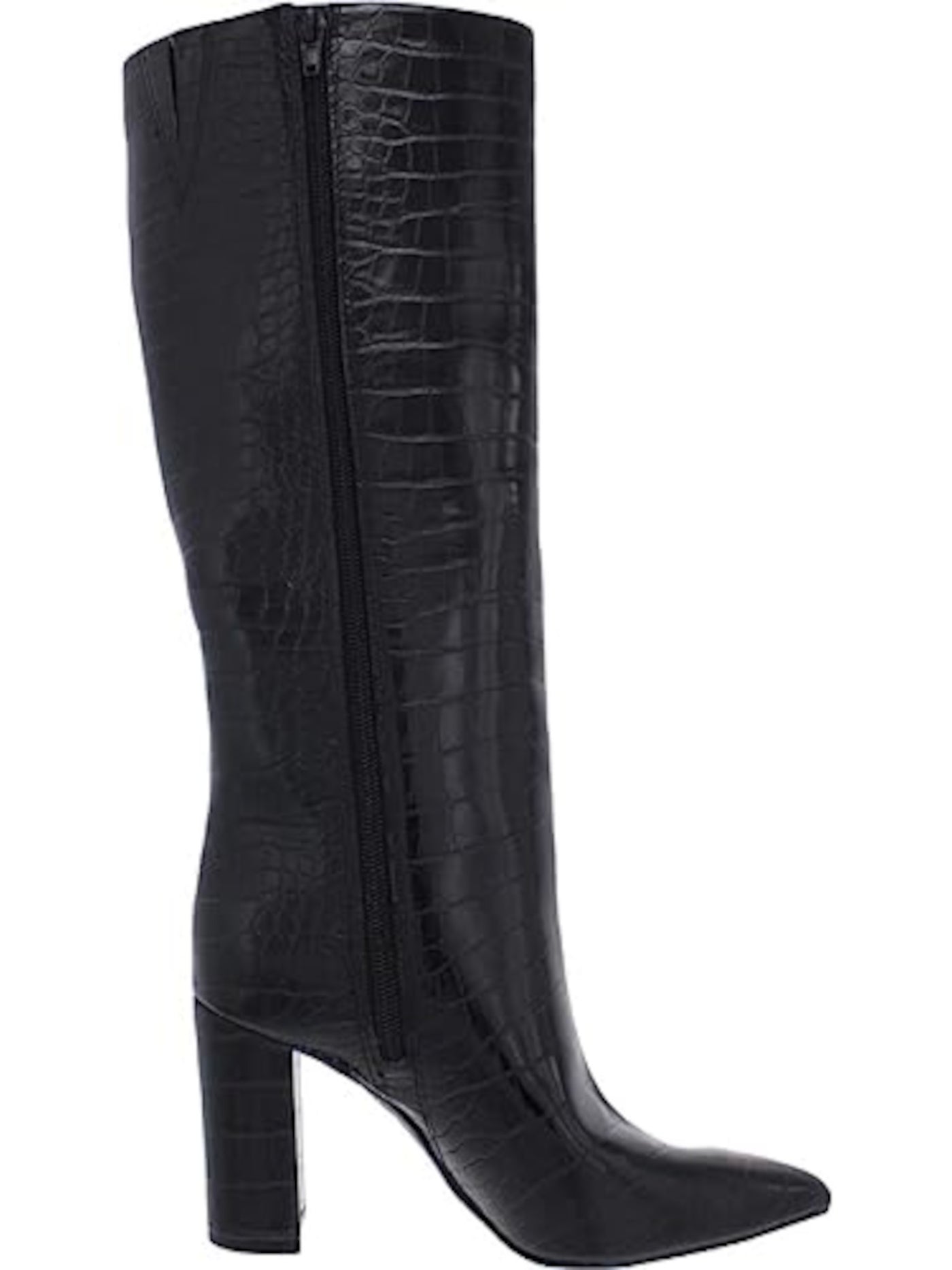 INC Womens Black Snakeskin Print Flex Gore Paiton Pointed Toe Block Heel Zip-Up Boots 6.5 M