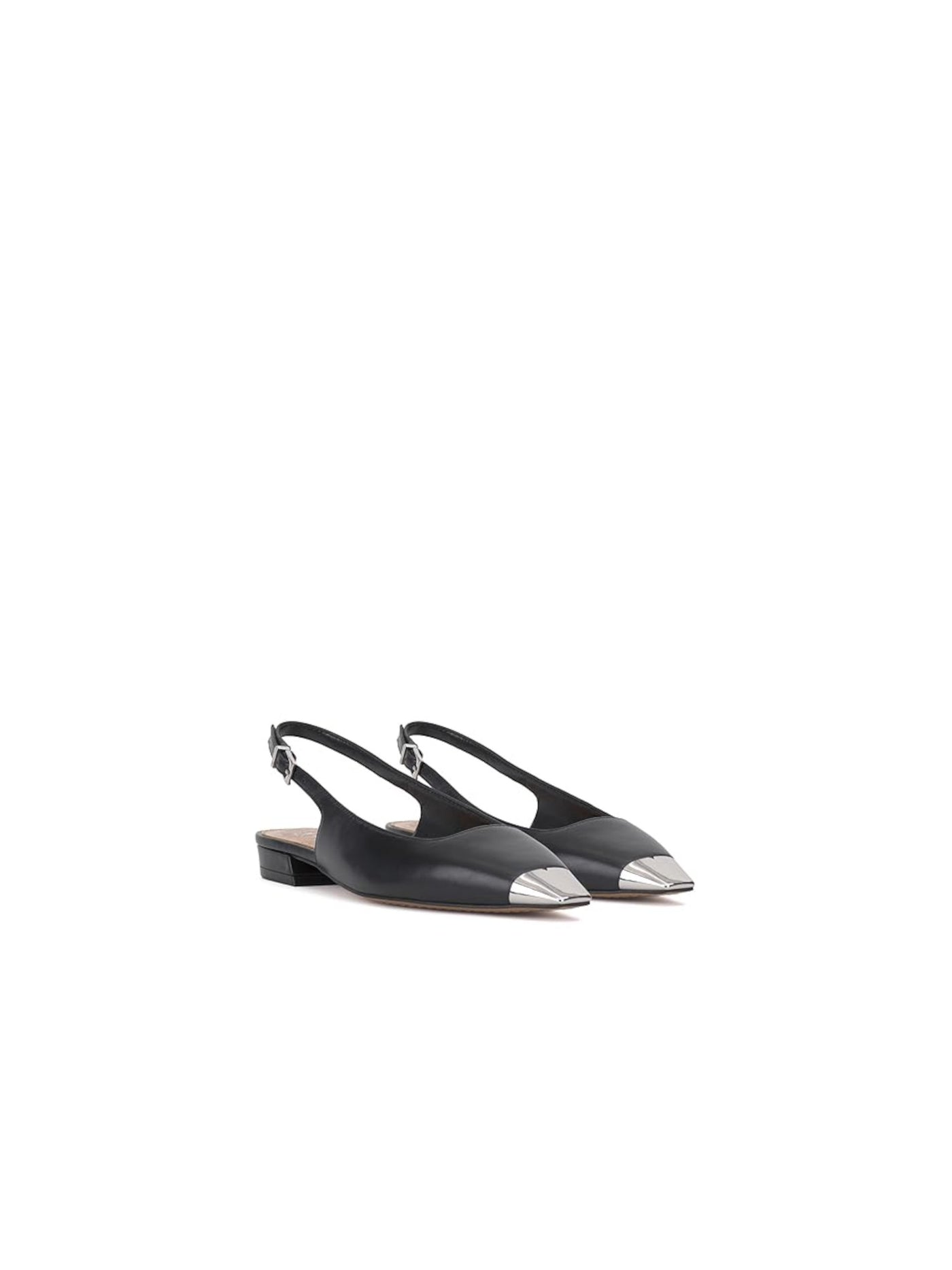 VINCE CAMUTO Womens Black Goring Metallic Padded Sellyn Cap Toe Buckle Leather Dress Slingback 6 M
