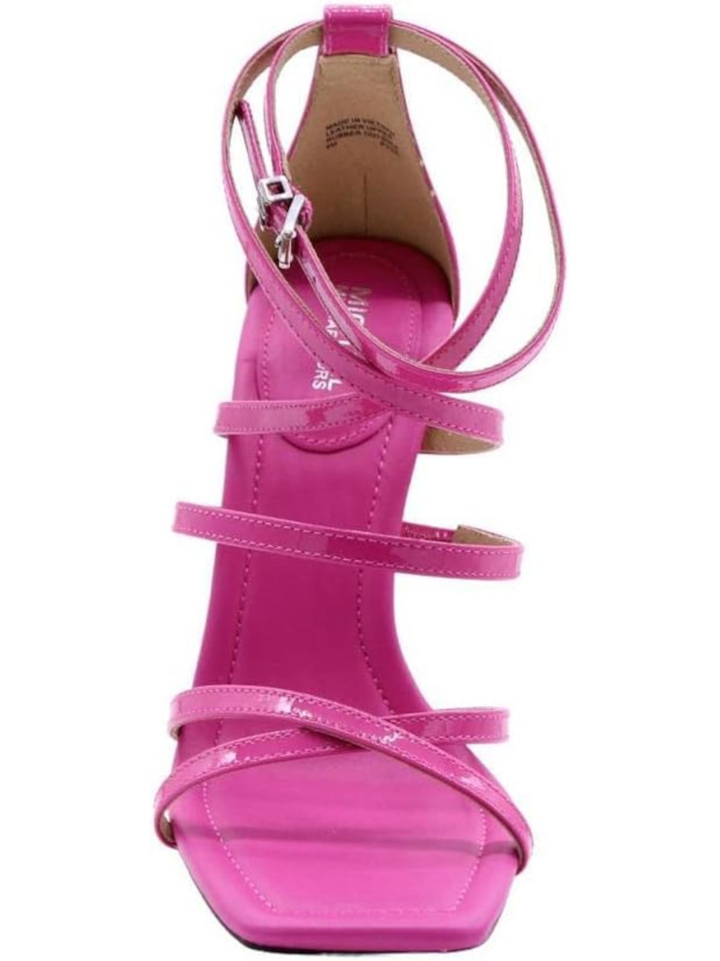 MICHAEL MICHAEL KORS Womens Pink Padded Strappy Imani Square Toe Sculpted Heel Buckle Leather Dress Heeled Sandal 8.5 M