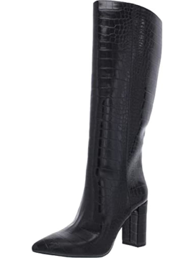 INC Womens Black Snakeskin Print Flex Gore Paiton Pointed Toe Block Heel Zip-Up Boots 6.5 M