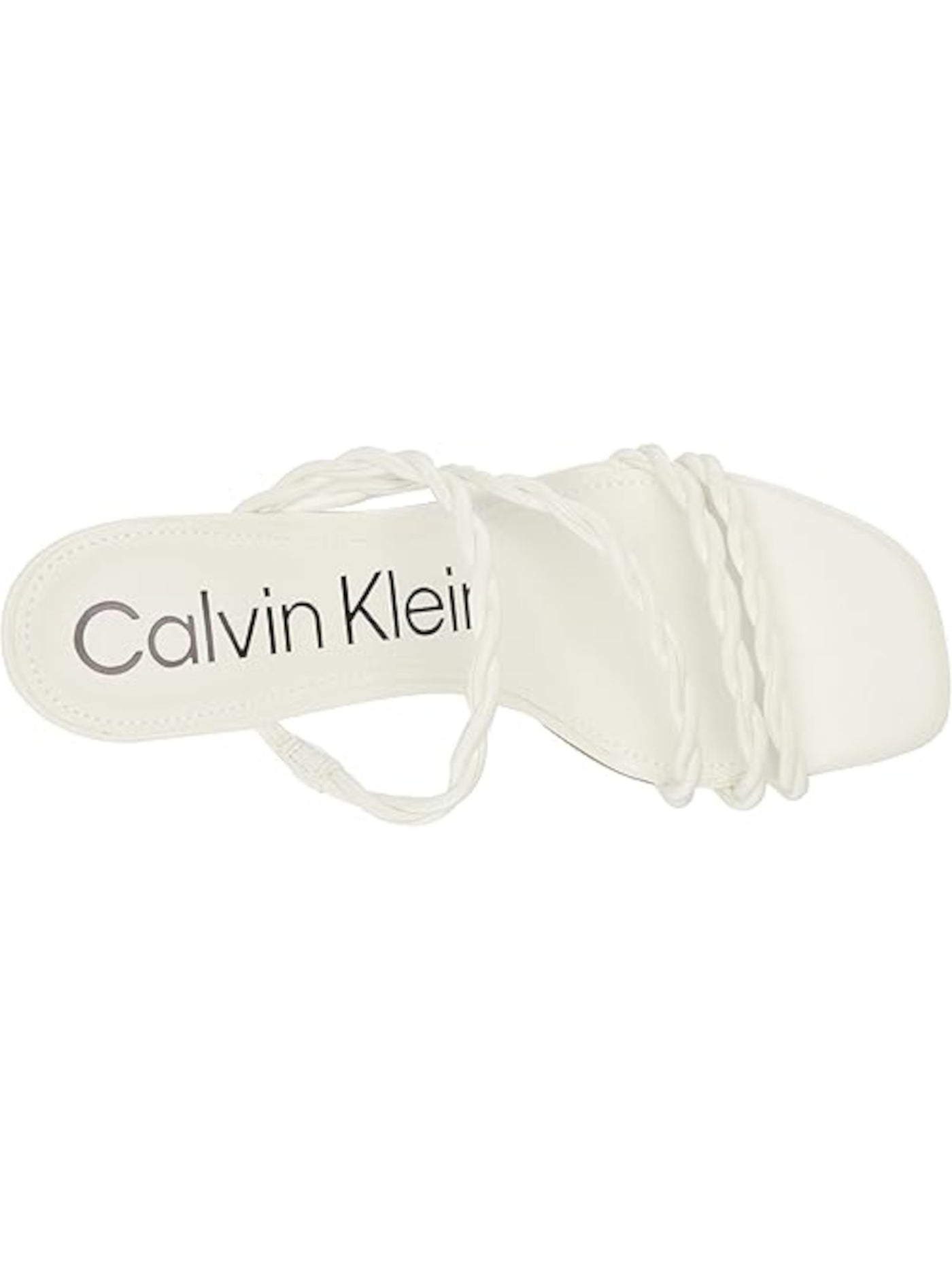 CALVIN KLEIN Womens White Twisted Straps Goring Asymmetrical Ileyia Open Toe Kitten Heel Slip On Heeled Sandal 10 M