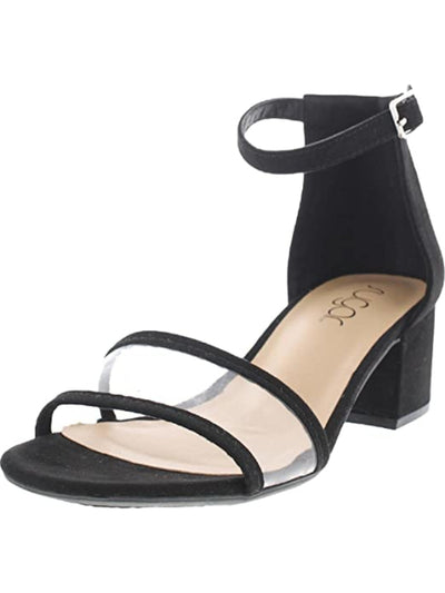 SUGAR Womens Black See-Through Strap Padded Comfort Noelle Round Toe Block Heel Buckle Dress Sandals Shoes 10 M