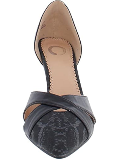 C Womens Gray Crisscross Toe Accent Cuffed Heel Dora Pointed Toe Stiletto Slip On Dress Pumps Shoes 7.5 M