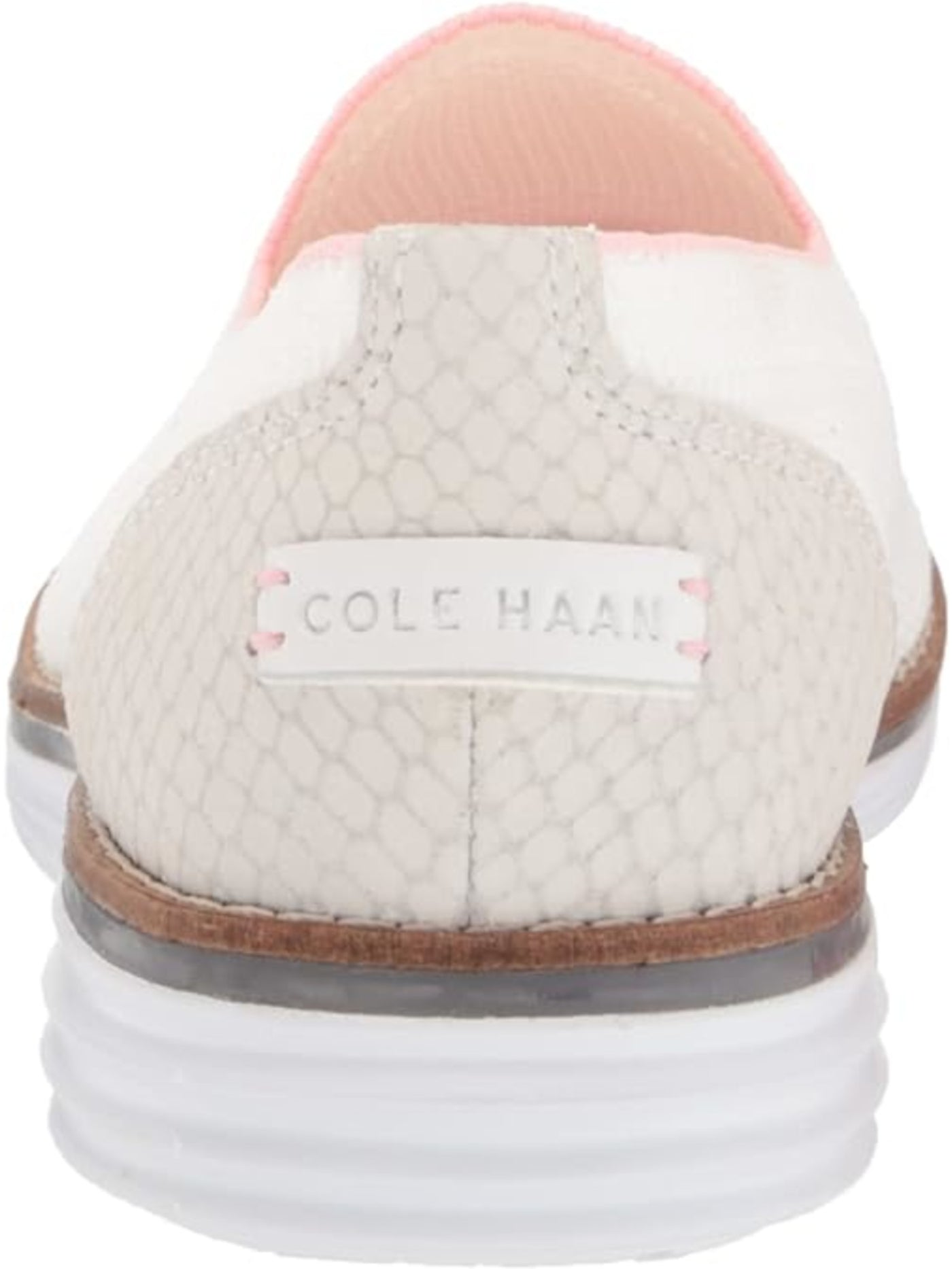 COLE HAAN Womens White Mixed Knit Traction Flexible Moisture Controll Comfort Cushioned Cloudfeel Meridan Almond Toe Wedge Slip On Loafers Shoes 7.5 B