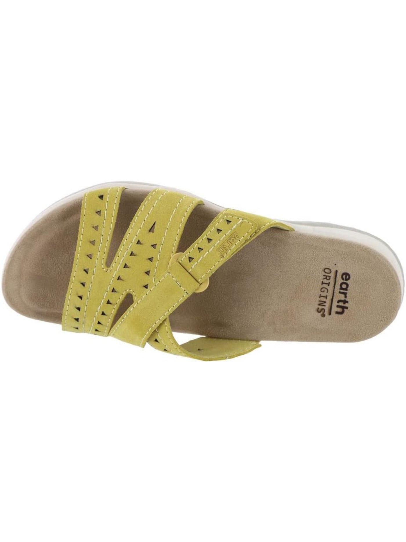 EARTH ORIGINS Womens Yellow Cushioned Perforated Adjustable Suella Open Toe Slip On Leather Sandals Shoes 8 M