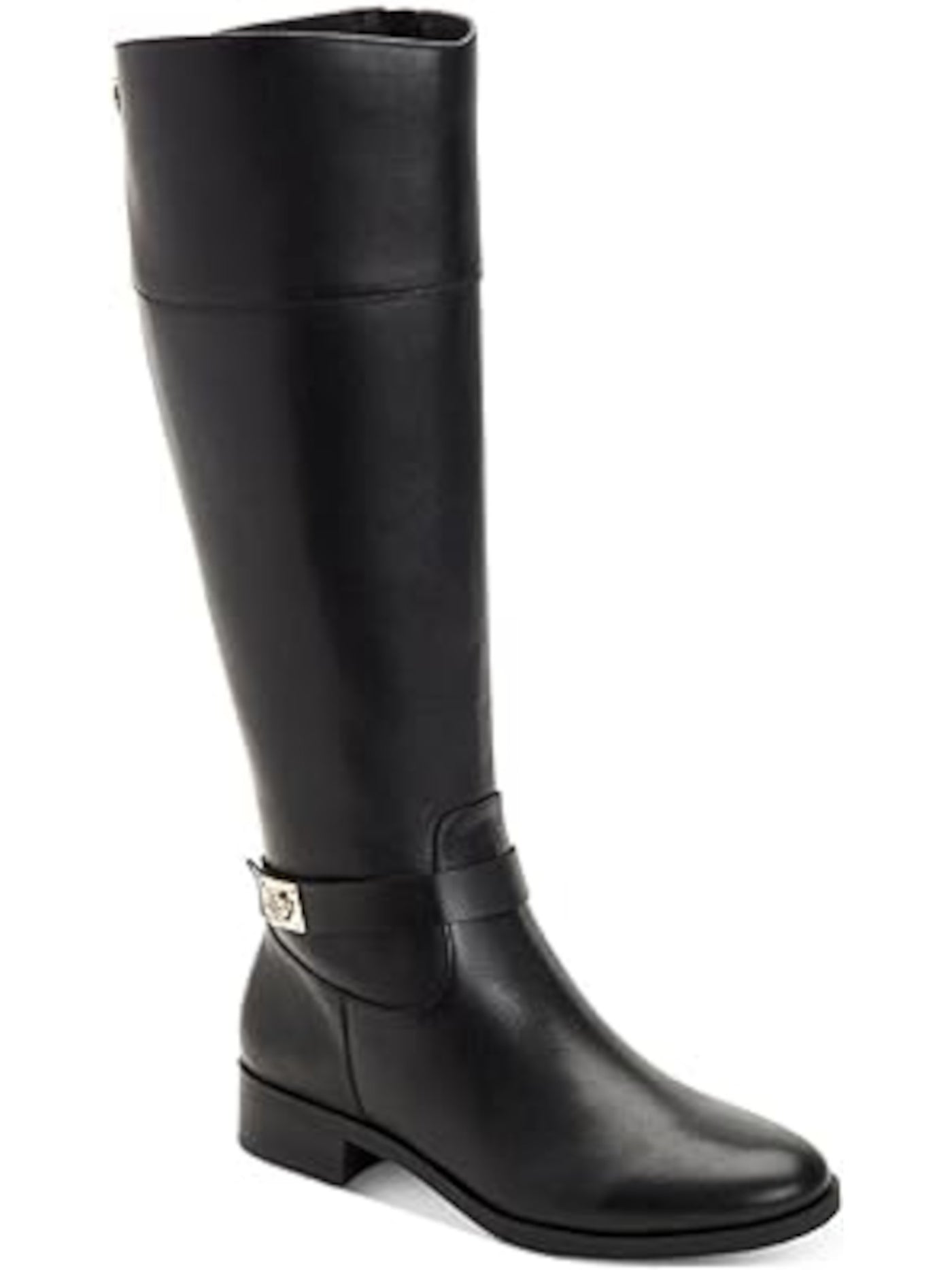 CHARTER CLUB Womens Black Buckle Accent Johannes Round Toe Zip-Up Riding Boot 7.5 M