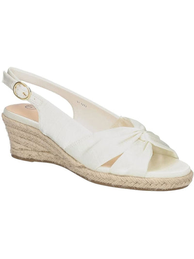 BELLA VITA Womens White Padded Kimora Round Toe Wedge Buckle Espadrille Shoes 10 M