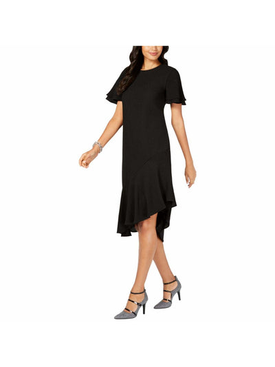 ALFANI Womens Short Sleeve Jewel Neck Above The Knee Layered Dress