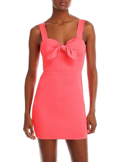 FORE Womens Pink Zippered Lined Knot Detail Corset Style Bodice Sleeveless Sweetheart Neckline Mini Party Body Con Dress S