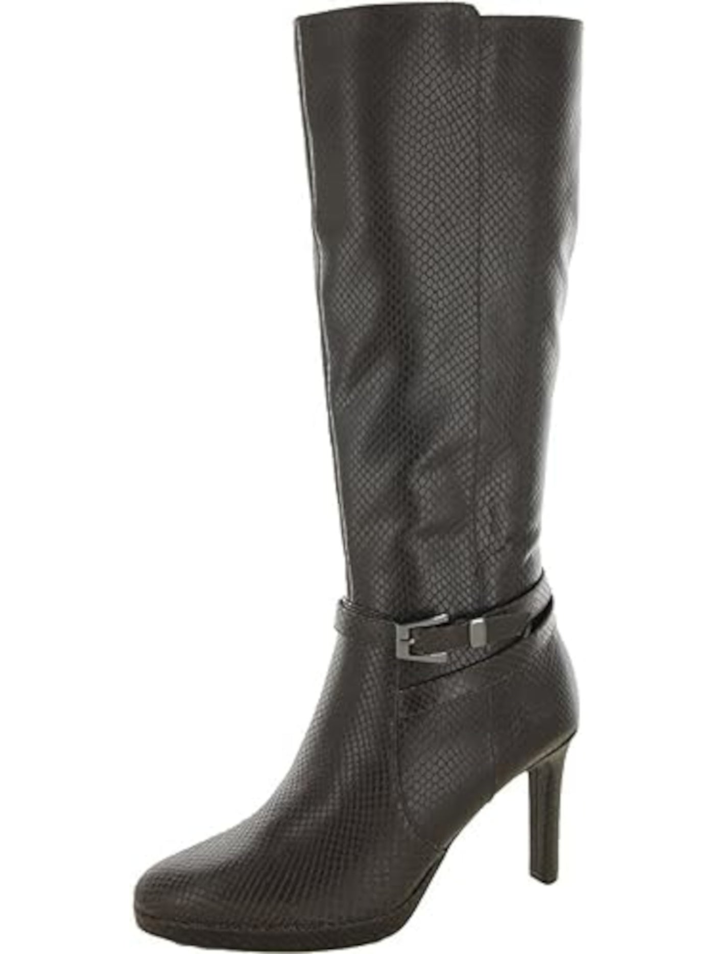 NATURALIZER Womens Brown Snakeskin Wide Calf Goring Taelynn Round Toe Stiletto Lace-Up Leather Dress Boots 8 M WC