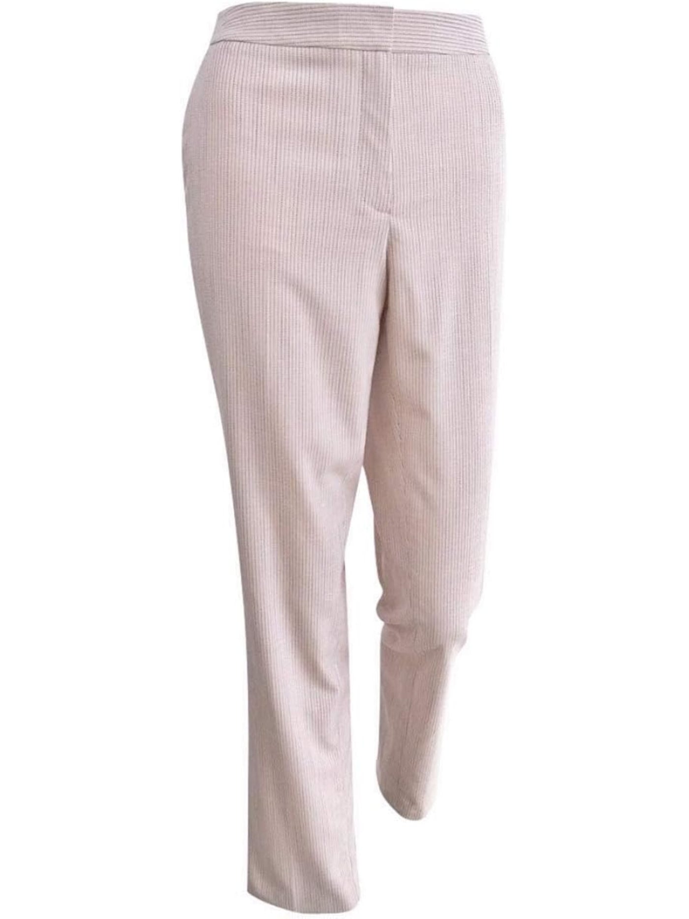 TOMMY HILFIGER Womens Pink Zippered Pocketed Slim Fit Pinstripe Wear To Work Straight leg Pants 16