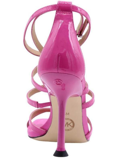 MICHAEL MICHAEL KORS Womens Pink Padded Strappy Imani Square Toe Sculpted Heel Buckle Leather Dress Heeled Sandal 8.5 M