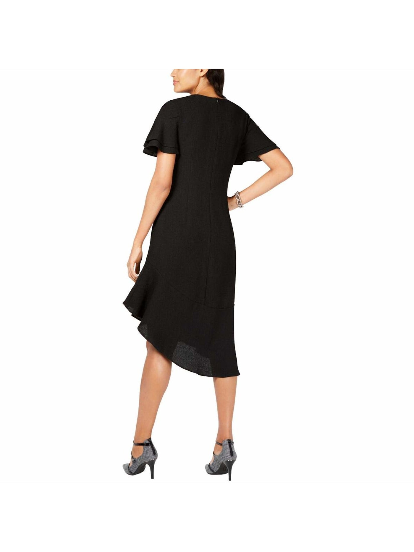 ALFANI Womens Short Sleeve Jewel Neck Above The Knee Layered Dress