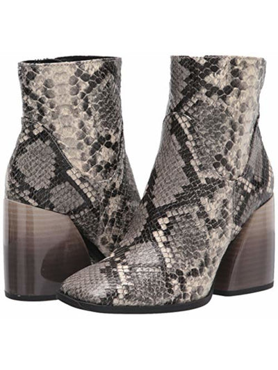 CIRCUS BY SAM EDELMAN Womens Gray Animal Print Block Heel Zip-Up Dress Booties 11