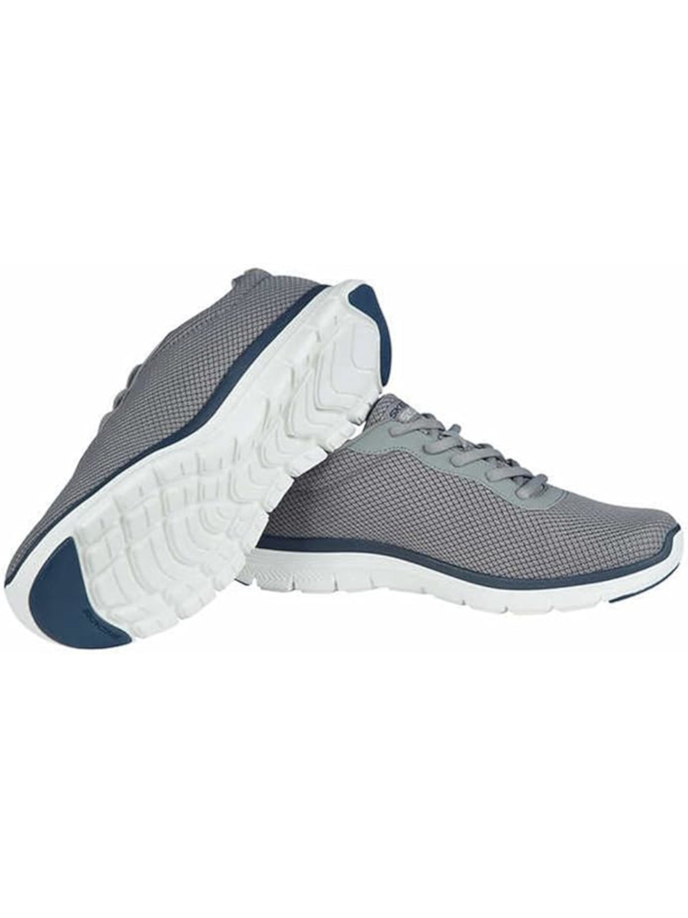 SKECHERS Mens Gray Mesh Logo Heel Pull-Tab Flexible Flex Round Toe Wedge Lace-Up Athletic Training Shoes