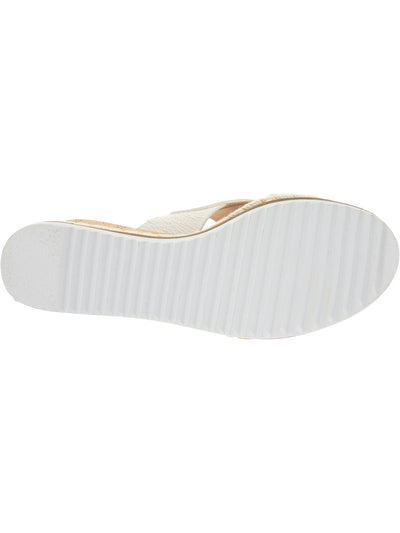 BCBGENERATION Womens White Studded Comfort Embellished Habiana Round Toe Wedge Slip On Sandals Shoes 9 M