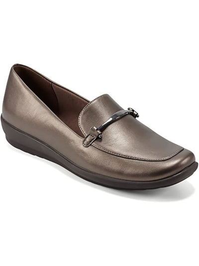 EASY SPIRIT Womens Gold Metallic Bit Hardware Notched Cushioned Arena3 Round Toe Wedge Slip On Loafers Shoes 10 W