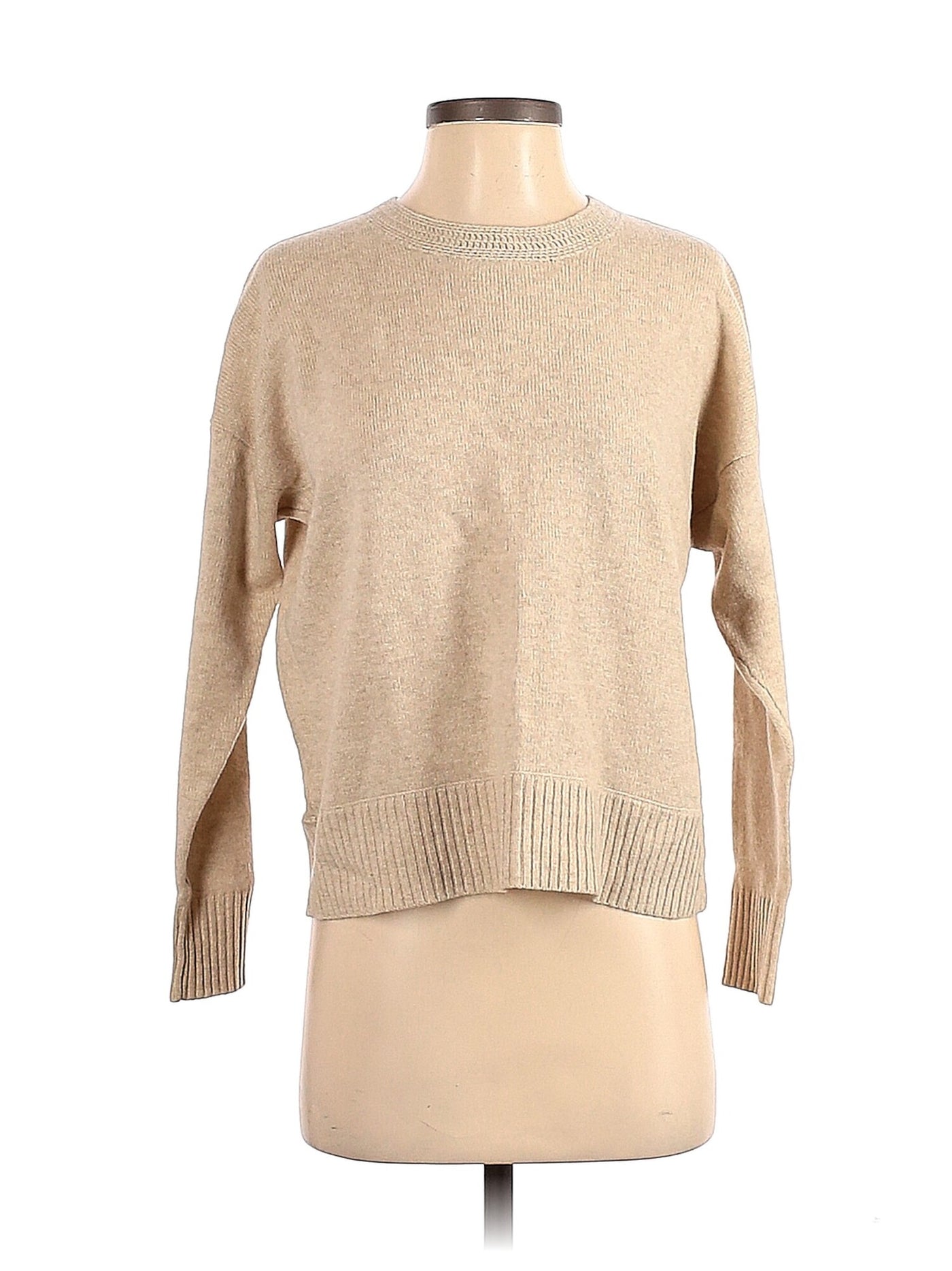 Designer Brand Womens Beige Long Sleeve Crew Neck Hi-Lo Sweater XL