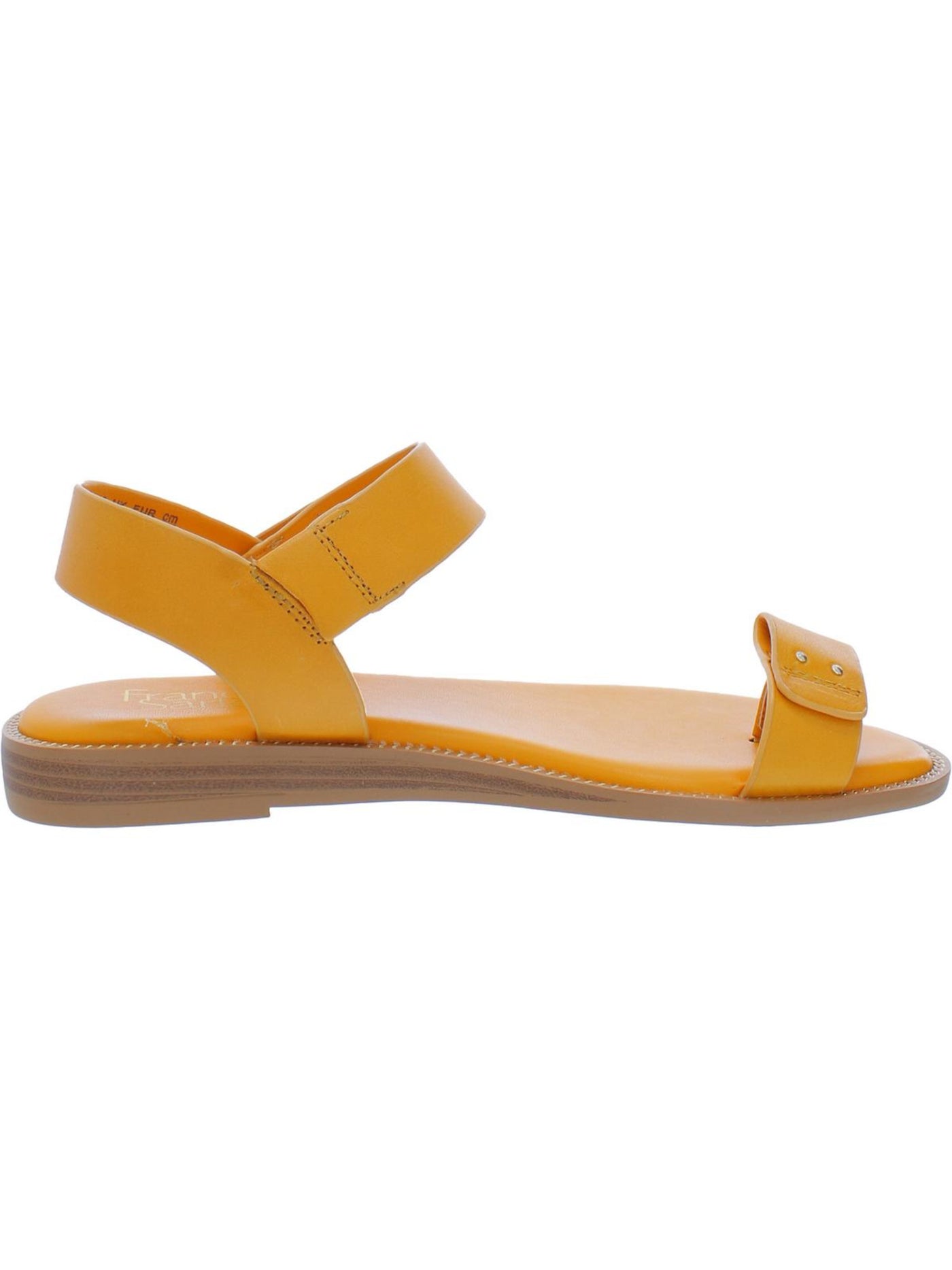 FRANCO SARTO Womens Orange Toe-Loop Chain Goring Cushioned Geranio Round Toe Slip On Leather Slingback Sandal 11 M
