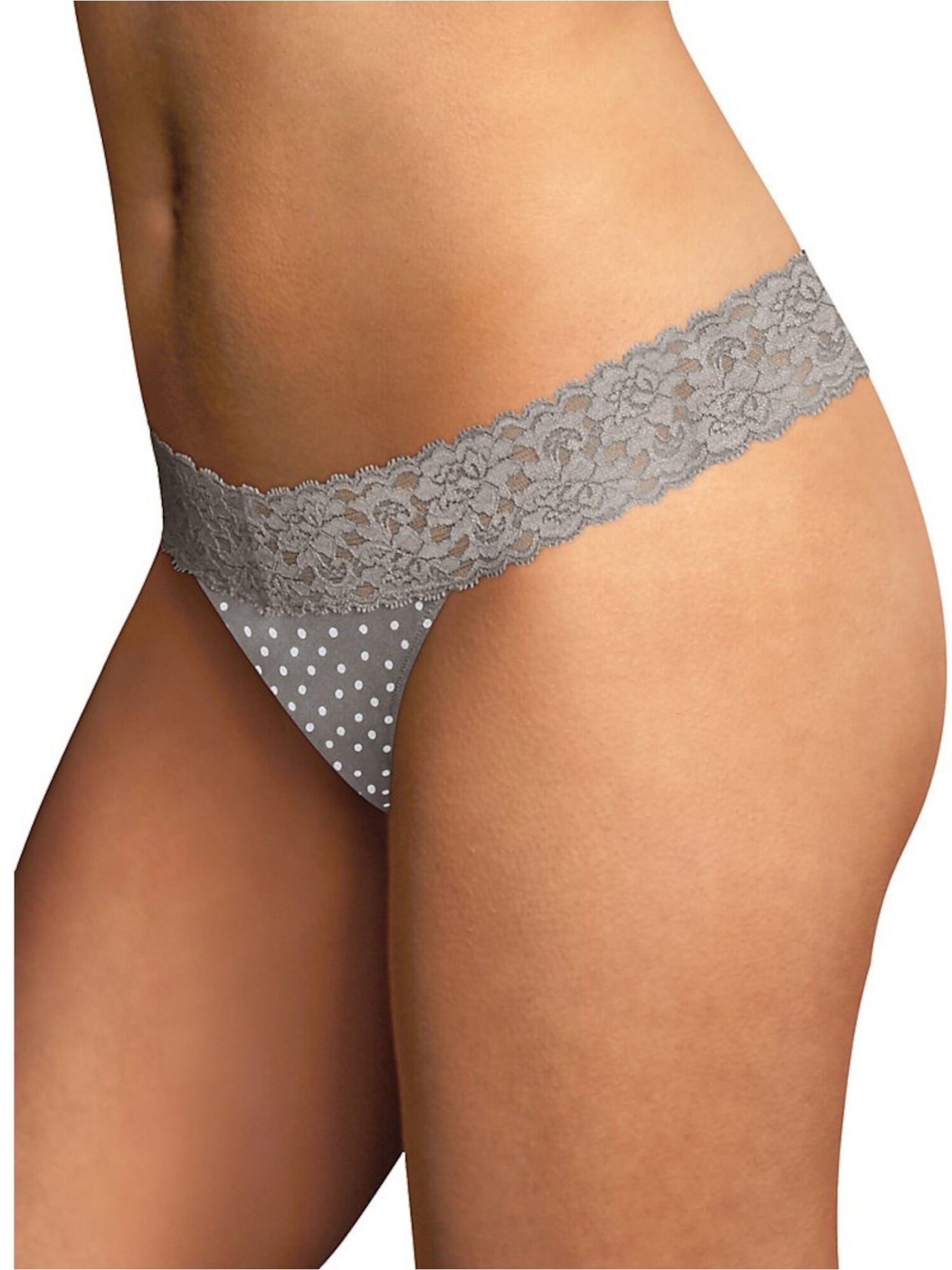 MAIDENFORM Intimates Gray Polka Dot Thong Underwear L\XL