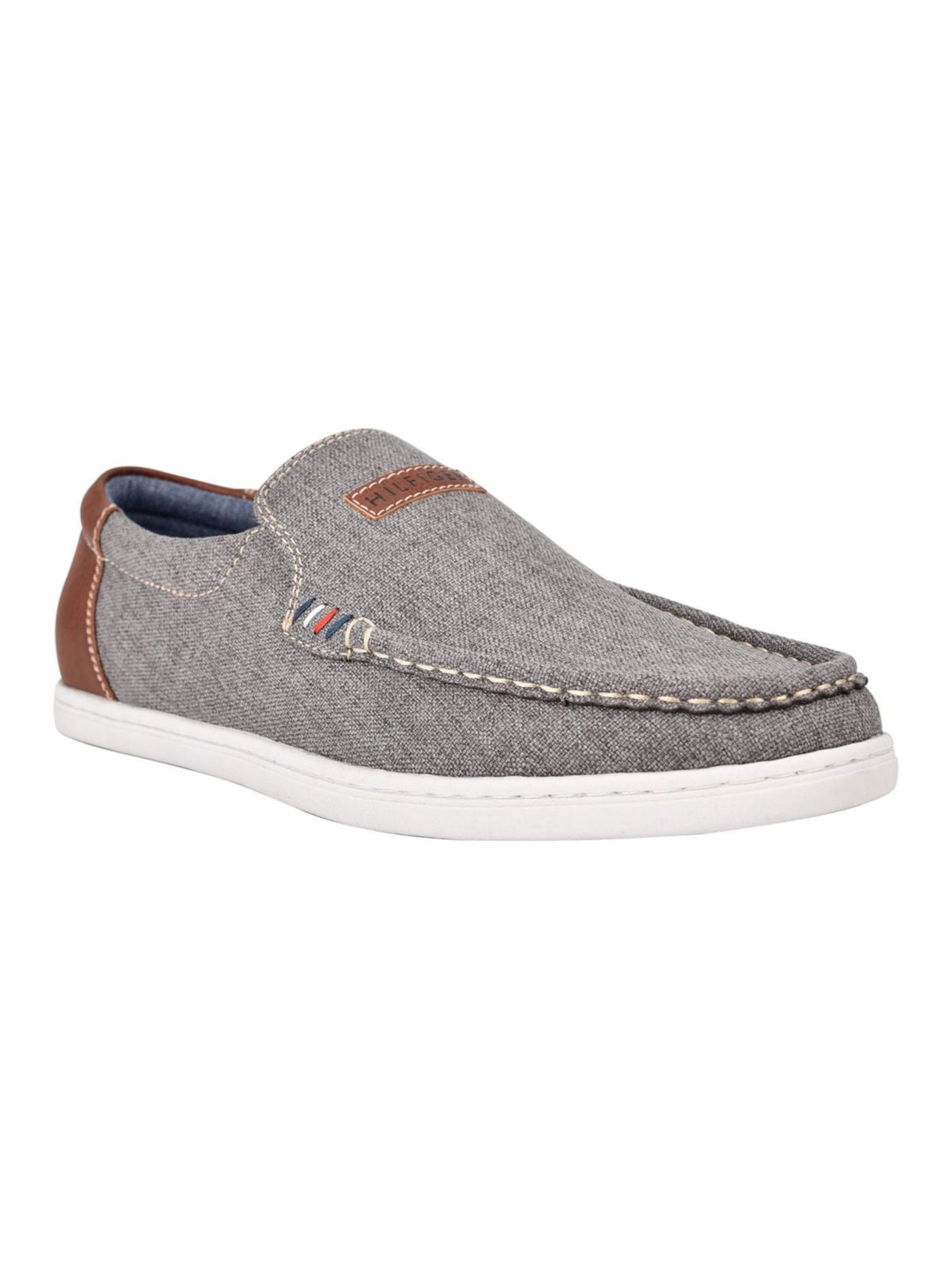 TOMMY HILFIGER Mens Gray Linen Cushioned Stretch Carlid Round Toe Slip On Sneakers Shoes 7.5 M