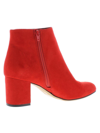 INC Womens Red Floriann Almond Toe Block Heel Zip-Up Booties 7.5 M