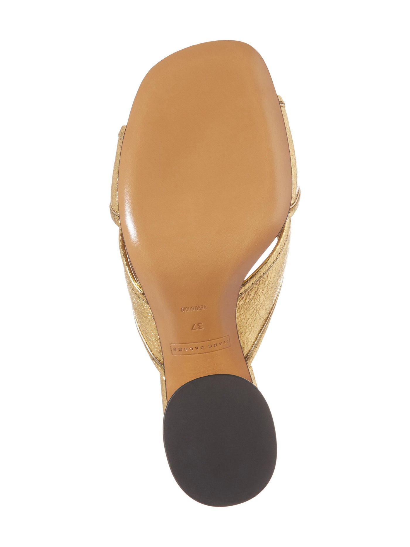 MARC JACOBS Womens Gold Snakeskin Comfort Aurora Round Toe Block Heel Slip On Leather Heeled