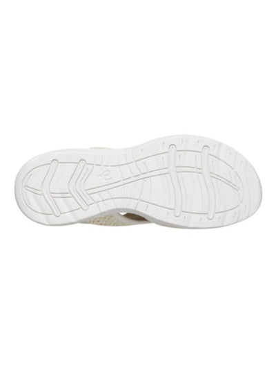 EASY SPIRIT Womens Ivory Mixed Media Lightweight Cut Out Comfort Breathable Cushioned Traciee Round Toe Wedge Slip On Sandals Shoes M