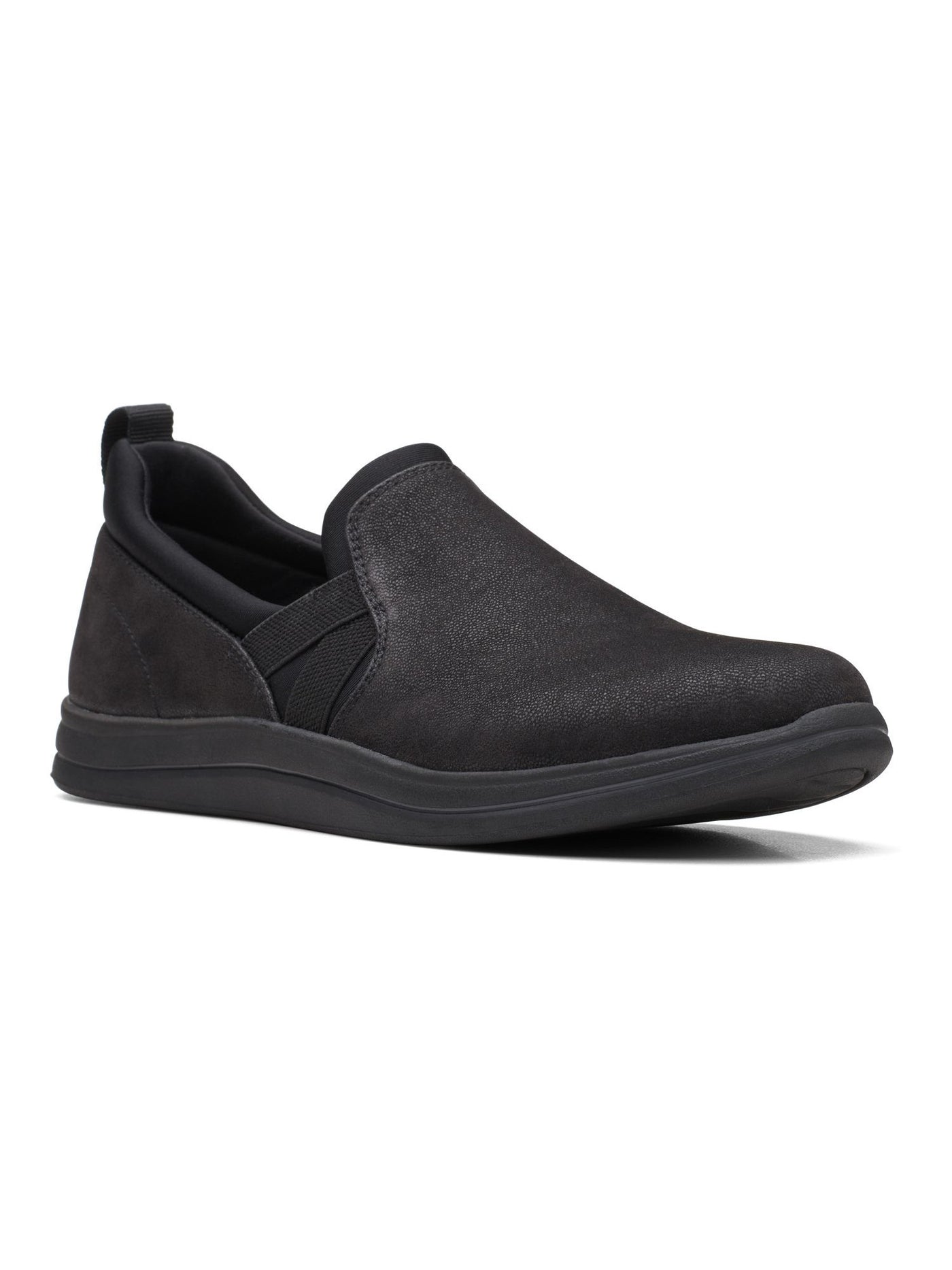CLOUD STEPPERS BY CLARKS Womens Black Non-Slip Sole Heel Pull-Tab Goring Cushioned Breeze Bali Round Toe Slip On Sneakers Shoes 7 M