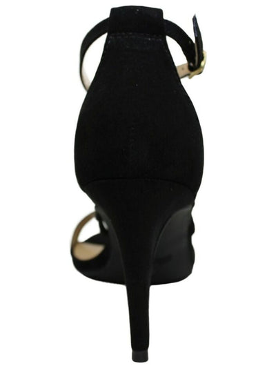 THALIA SODI Womens Black Strappy Padded Darria Round Toe Stiletto Buckle Dress Heeled Sandal 8.5 M