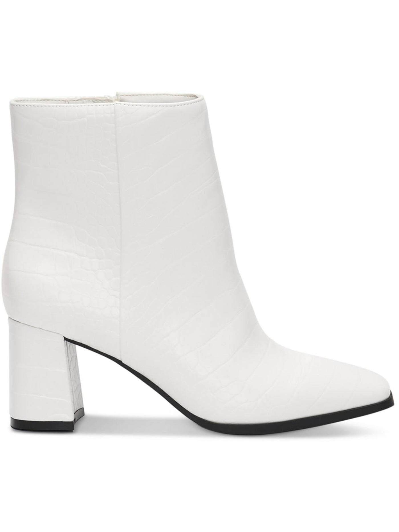 INC Womens White Cushioned Dasha Square Toe Block Heel Zip-Up Dress Booties 7.5 M