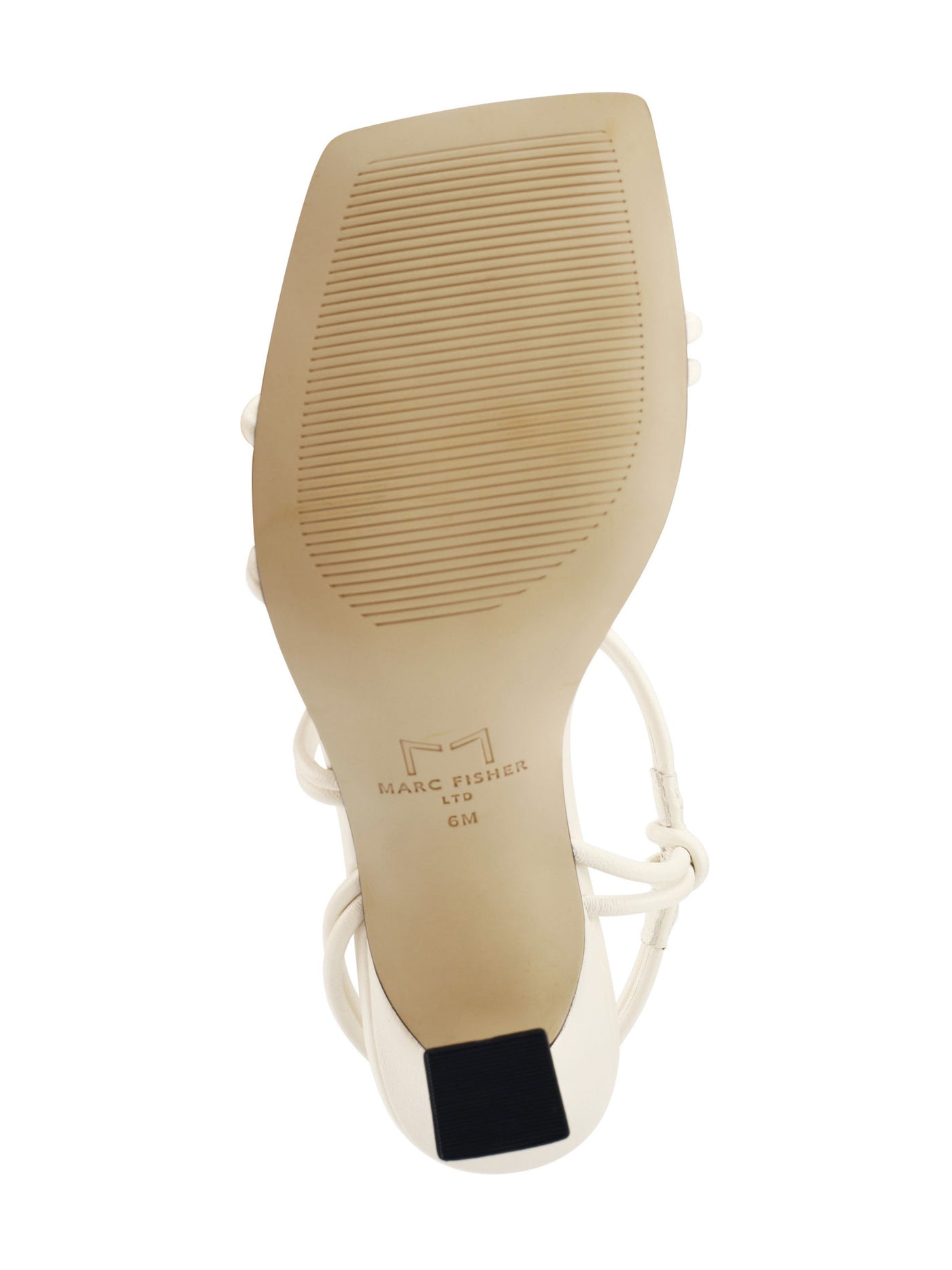 MARC FISHER Womens Ivory Asymmetrical Padded Davia Square Toe Flare Slip On Leather Slingback Sandal M