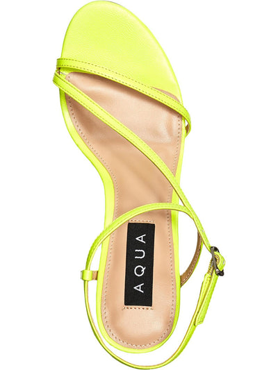 AQUA Womens Yellow Strappy Padded Ron Round Toe Stiletto Buckle Leather Slingback Sandal 6 M