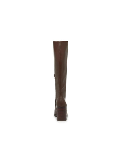 DV DOLCE VITA Womens Brown Ankle Zip Padded Flapper Square Toe Block Heel Dress Boots 8