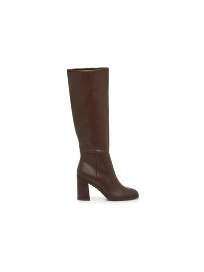 DV DOLCE VITA Womens Brown Ankle Zip Padded Flapper Square Toe Block Heel Dress Boots 8