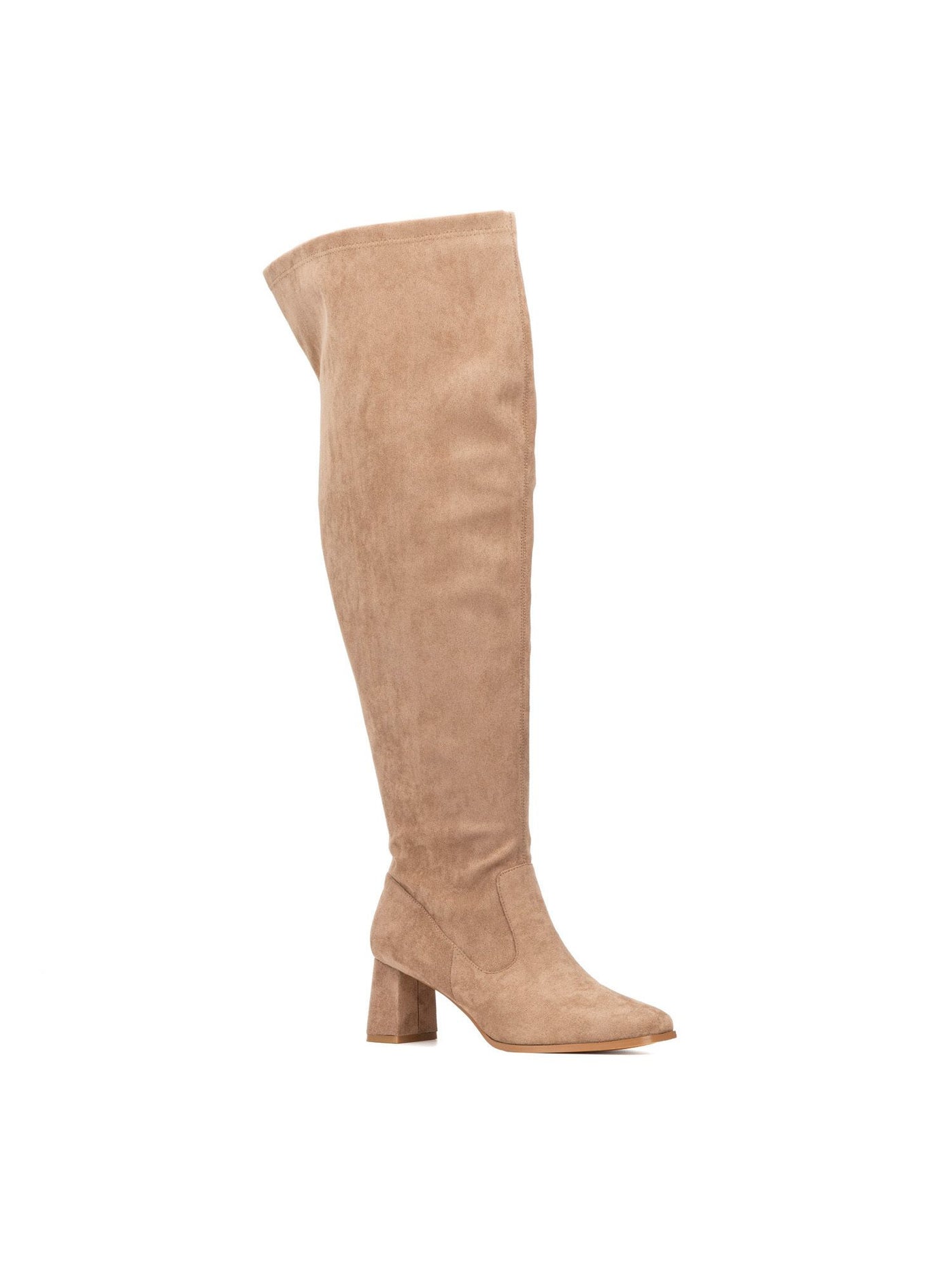 FASHION TO FIGURE Womens Beige Comfort Natalia Square Toe Block Heel Zip-Up Heeled Boots 9 W