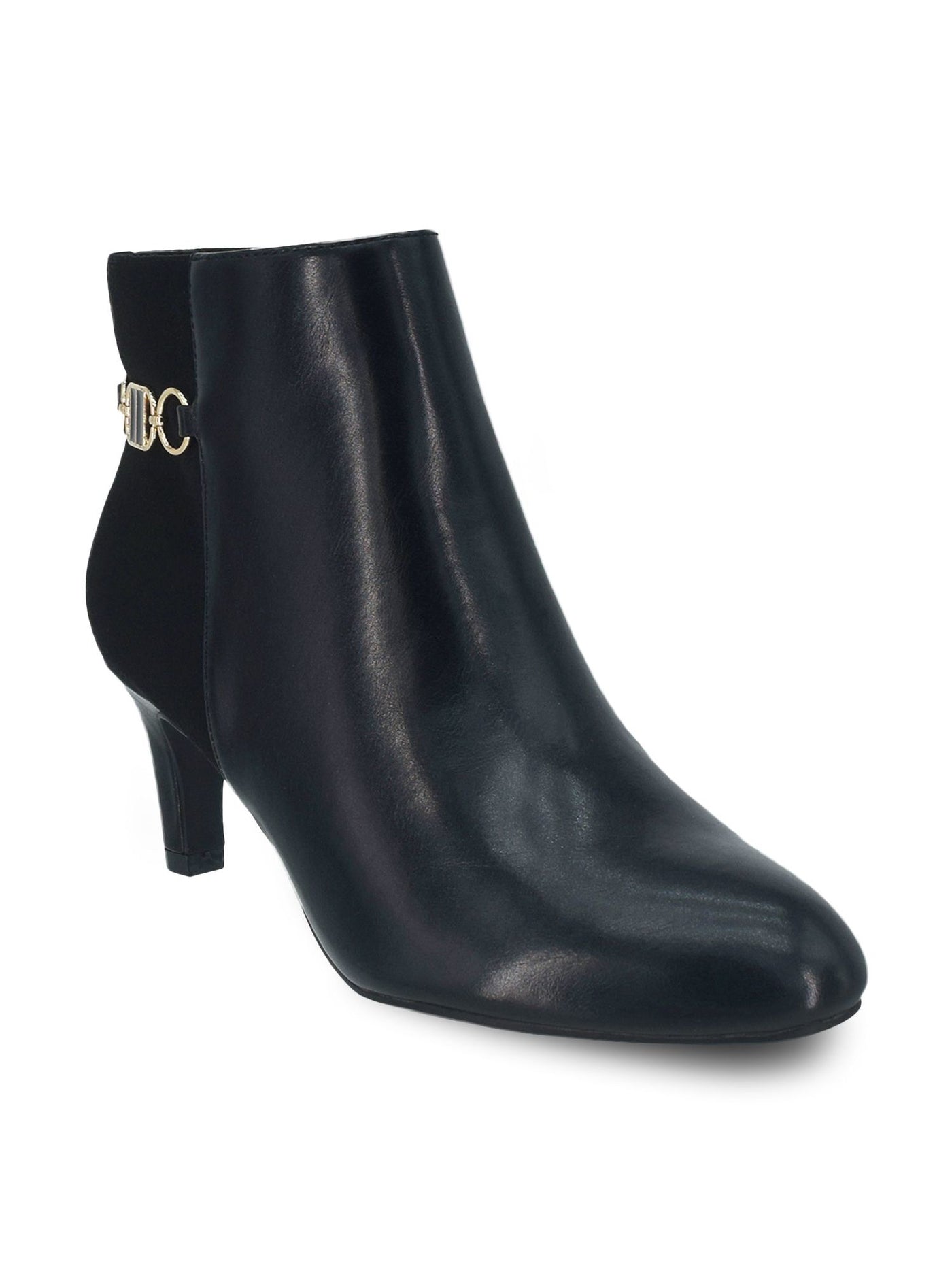 IMPO Womens Black Chain Neena Round Toe Kitten Heel Zip-Up Heeled Boots 10 W