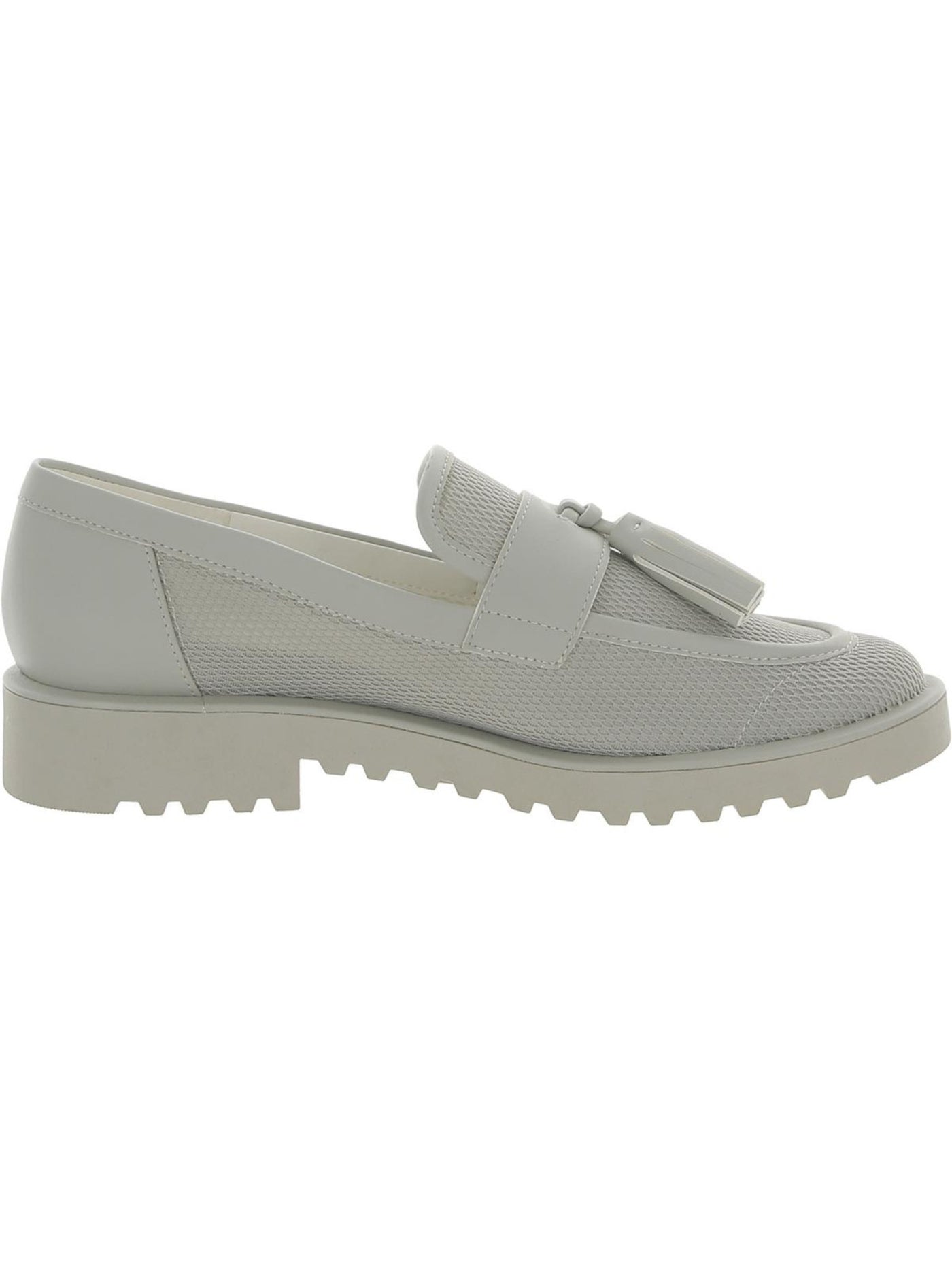 FRANCO SARTO Womens Gray Comfort Tasseled Lug Sole Carolynn Round Toe Block Heel Slip On Loafers Shoes 9 M