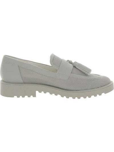 FRANCO SARTO Womens Gray Comfort Tasseled Lug Sole Carolynn Round Toe Block Heel Slip On Loafers Shoes 9 M