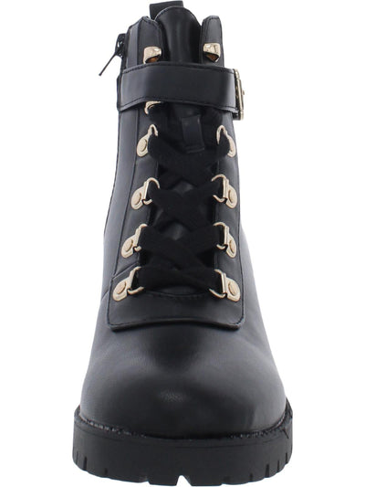 WILD PAIR Womens Black Cushioned Lug Sole Hillari Round Toe Lace-Up Hiking Boots 5.5 M