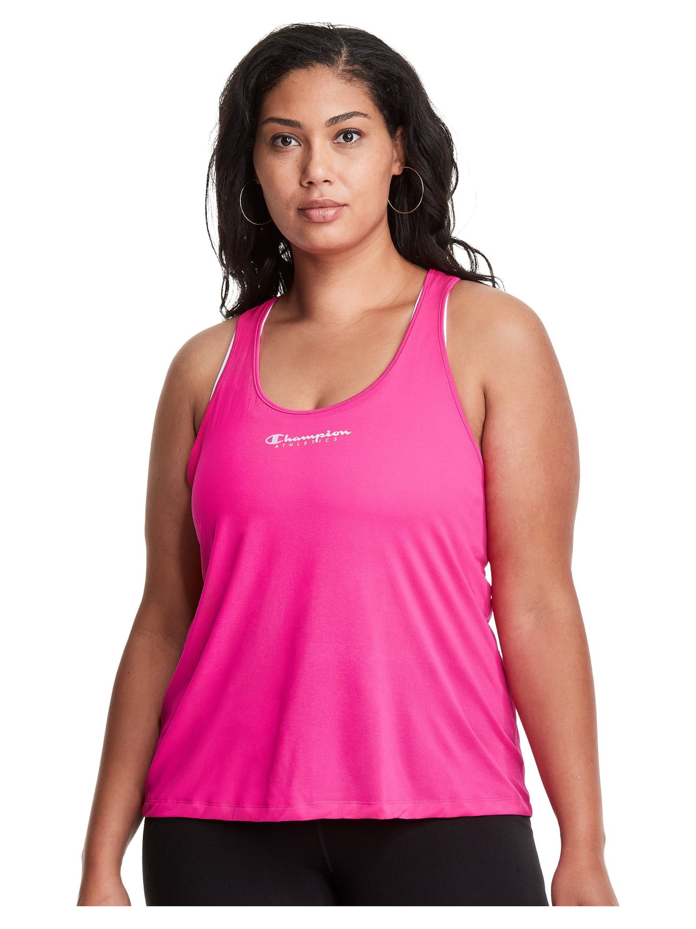 CHAMPION Womens Pink Stretch Racerback Lightweight Logo Graphic Sleeveless Scoop Neck Active Wear Tank Top M