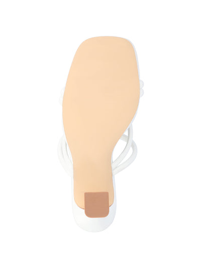 JOURNEE COLLECTION Womens White Cushioned Strappy Louisse Square Toe Flare Slip On Heeled