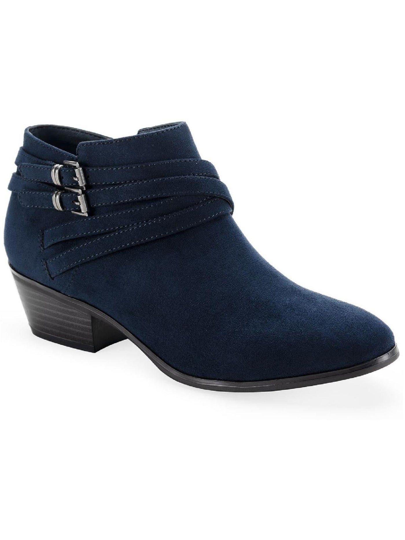 STYLE & COMPANY Womens Navy Cushioned Buckle Accent Willoww Round Toe Block Heel Zip-Up Booties 10 M