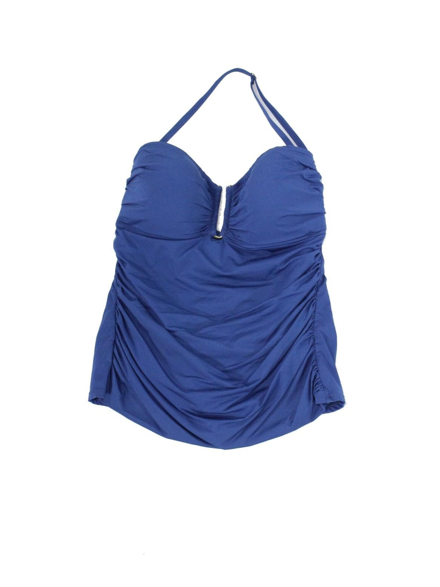 BLEU Women's Navy Stretch U-Wire Removable Strap Fixed Cups Shirred Tankini Swimsuit Top 6