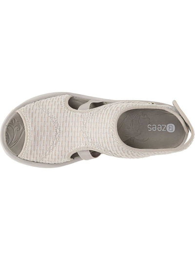 BZEES Womens Beige Stretch Gore Comfort Odor Control Dream Round Toe Wedge Sandals 7.5 M