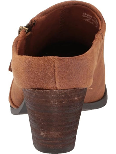 BELLA-VITA Womens Brown Padded Zipper Accent Goring Carlene Almond Toe Slip On Heeled Mules Shoes 9 W