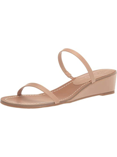 SPLENDID Womens Beige Comfort Melanie Round Toe Wedge Slip On Leather Slide Sandals Shoes 5 M
